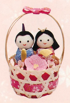 【ご紹介します！安心の日本製！桃の節句を祝う！飾りやすいふっくら可愛いお雛様！かご入り花彩 雛】