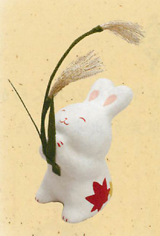 【新登場！安心の日本製！ほっこり可愛いちぎり和紙のお飾り！　ちぎり和紙うさぎとすすき】