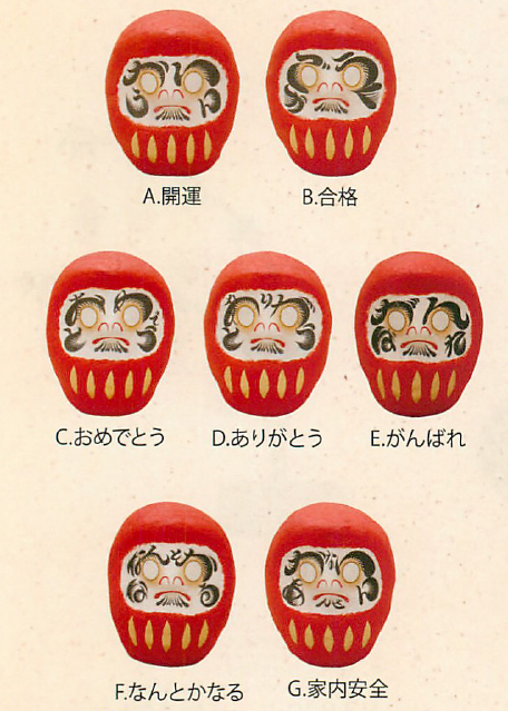 【ご紹介します！安心の日本製！ユニークな顔文字ダルマ！　ちぎり和紙(小)顔文字ダルマ(7種)】