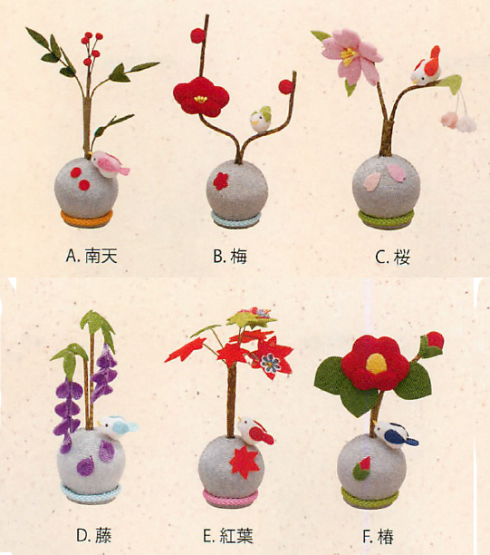 【新作商品です！安心の日本製！季節の花と小鳥！　(ミニ)四季の花　小鳥(6種)】