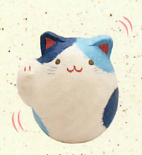 【新登場！日本製です！ほっこり可愛いちぎり和紙の置物！　ちぎり和紙 カラフル招き猫(５種)】紺×青