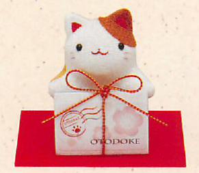 【新登場！日本製です！想いを届けるメッセージドール！　ちりめんメッセージお届け人形(3種)】三毛猫