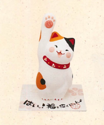 【ご紹介します！ほっこりかわいい！素焼陶製の猫の和雑貨】はいっ！招くにゃん 三毛