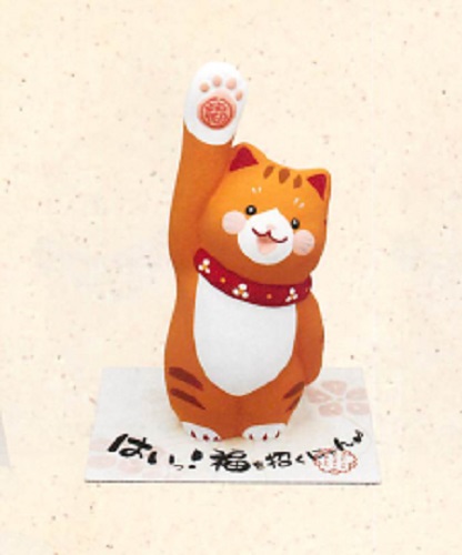 【ご紹介します！ほっこりかわいい！素焼陶製の猫の和雑貨】はいっ！招くにゃん トラ