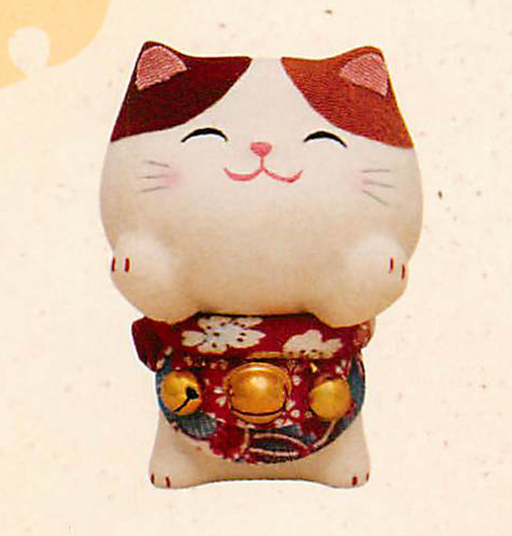 【新登場！安心の日本製！鈴が付いたほっこりかわいい！招き猫です！】ちぎり和紙 (小)鈴なり 多良福ねこ