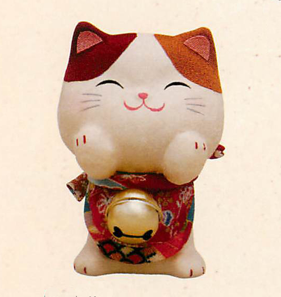 【新登場！安心の日本製！鈴が付いたほっこりかわいい！招き猫です！】ちぎり和紙 福鈴 多良福ねこ