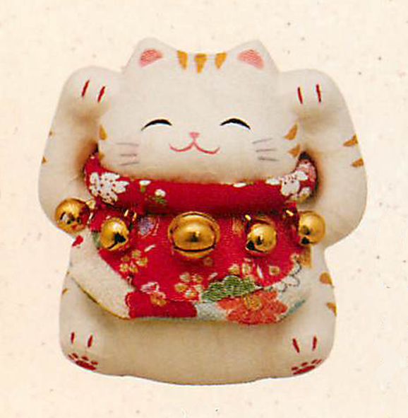 【新登場！安心の日本製！鈴が付いたほっこりかわいい！招き猫です！】ちぎり和紙 鈴なり 満福ねこトラ