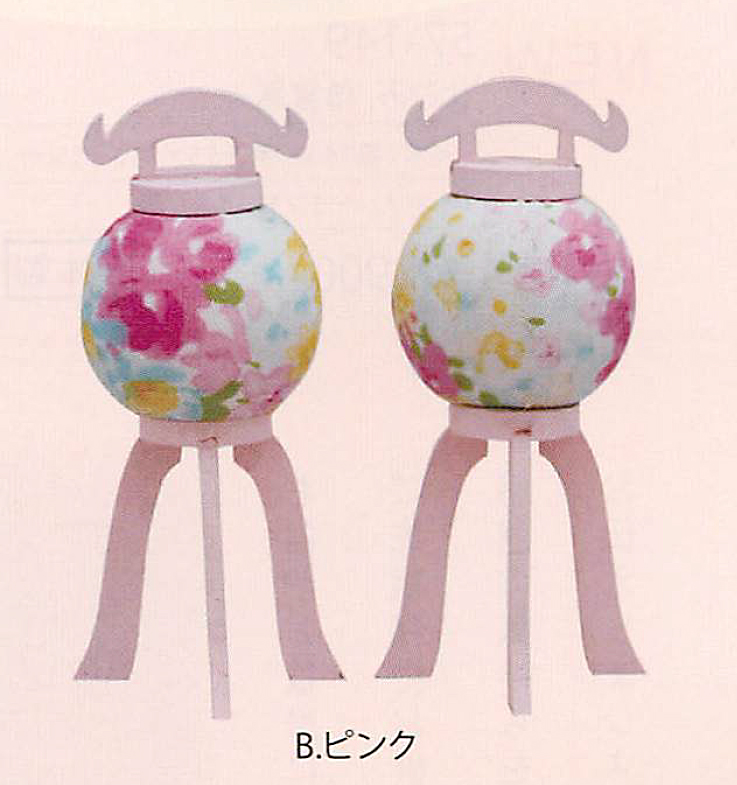 【新登場！安心の日本製！パステルカラーの盆提灯です！】木製パステル盆提灯　一対（大）ピンク