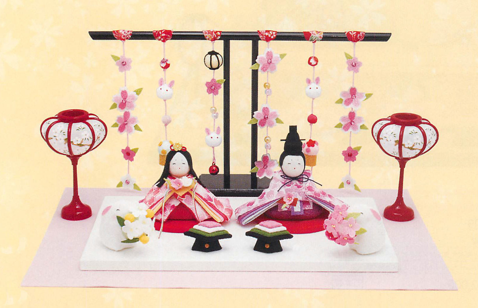 【ご紹介します！安心の日本製！桜をデザインした雛飾り！】ぷりてぃ舞桜ぽんぽん兎雛