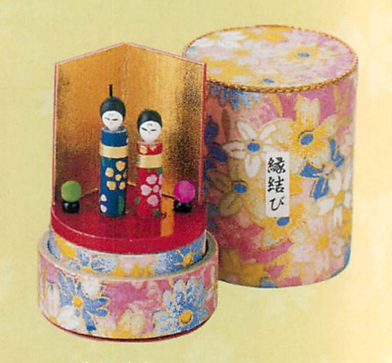 【ご紹介します！日本製！コンパクトで飾りやすい！手作り和紙細工の収納小箱雛！】(小)紙管 ミニ立雛