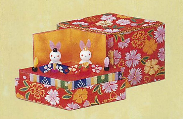 【ご紹介します！日本製！コンパクトで飾りやすい！手作り和紙細工の収納小箱雛！】兎 ひし型ミニ収納雛