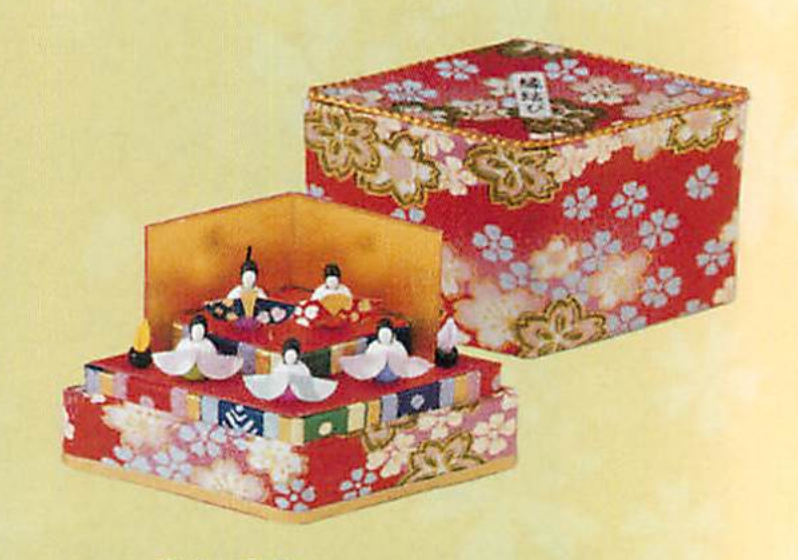 【ご紹介します！日本製！コンパクトで飾りやすい！手作り和紙細工の収納小箱雛！】ひし型ミニ収納雛二段