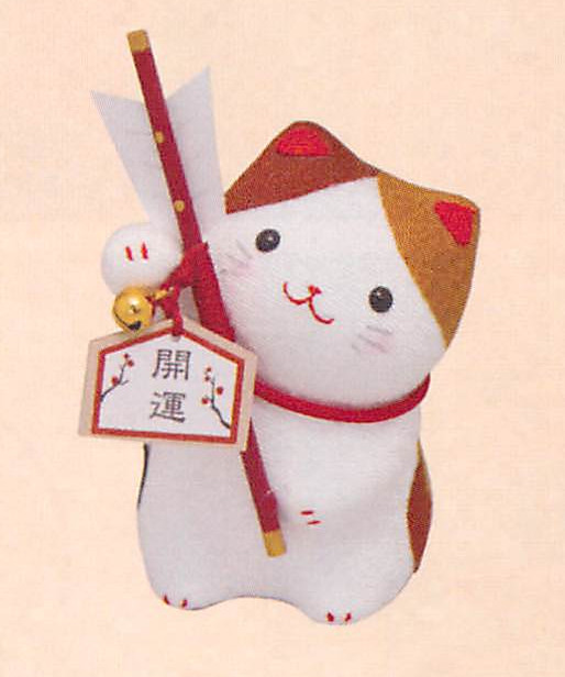【ご紹介します！安心の日本製！縁起物飾り！】三毛猫と厄除け