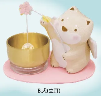 【新登場！心優しいメモリアル・エンディンググッズ！ペット用】天使のおりんセット（２種）Ｂ.犬（立耳）