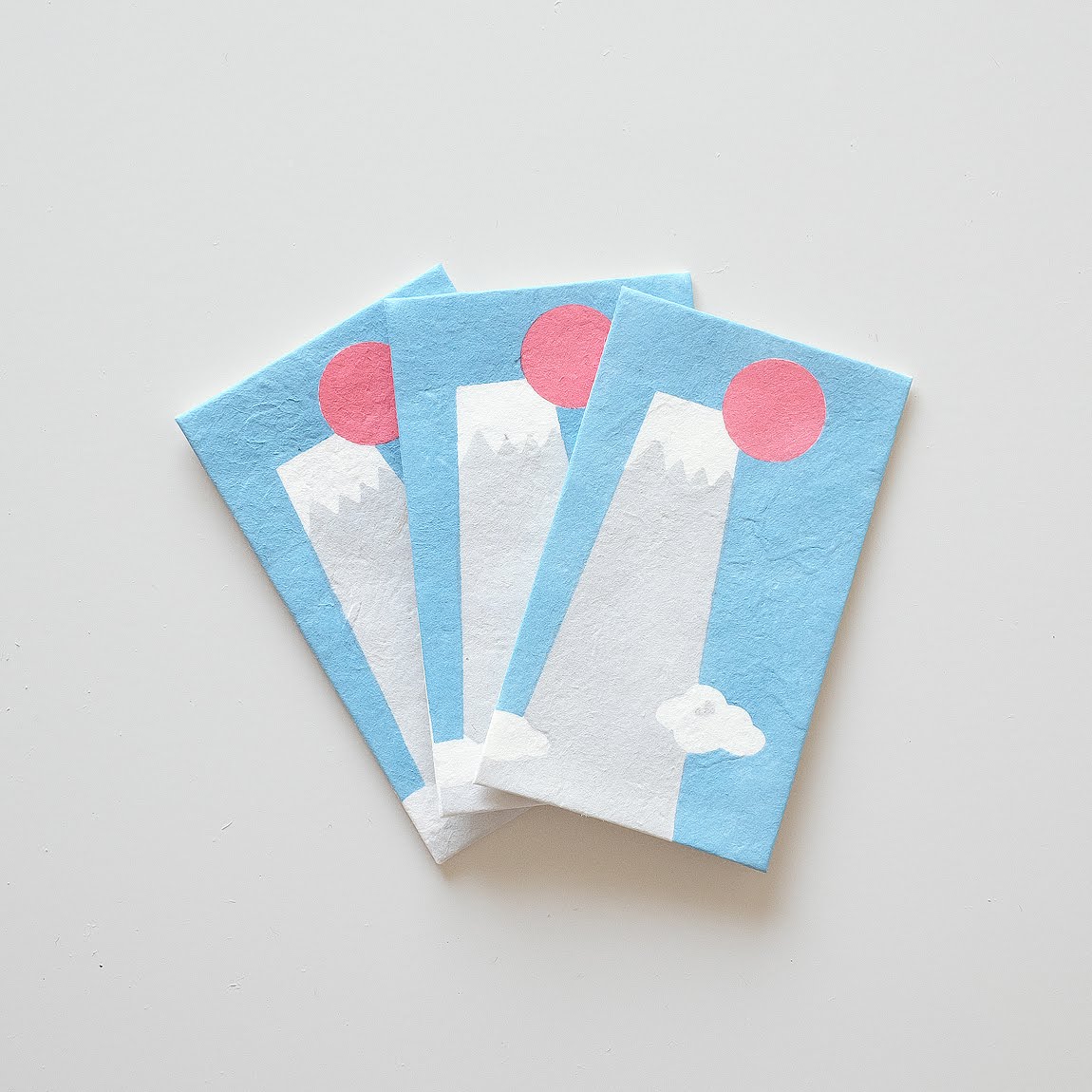 【新登場！伝統技法、型染めで一色ずつ職人が手摺りで製作しました！】手摺り型染めぽち袋 日の出富士