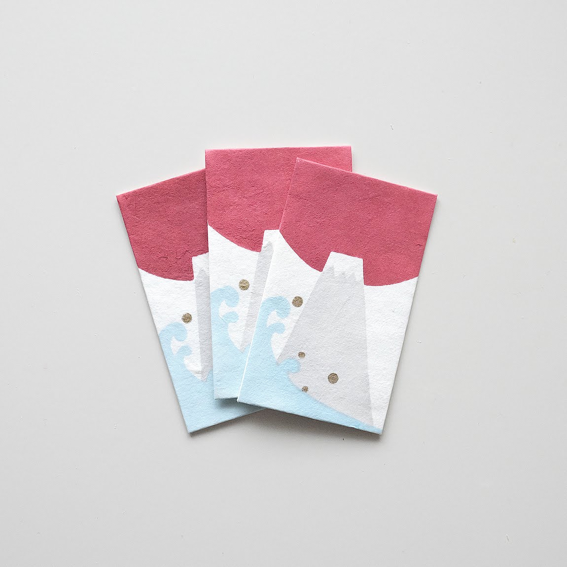 【新登場！伝統技法、型染めで一色ずつ職人が手摺りで製作しました！】手摺り型染めぽち袋 波富士