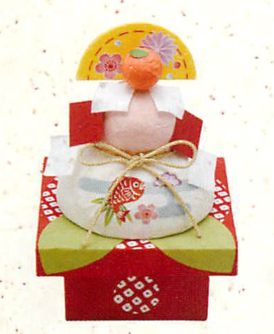【ご紹介します！安心の日本製！彩り豊かなちぎり和紙のお正月飾り　ちぎり和紙(小)目出鯛鏡もち】