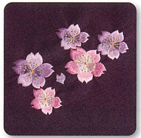 【日本製】風呂敷 ポリエステル紬織 両面染 刺繍入り 桜／紫