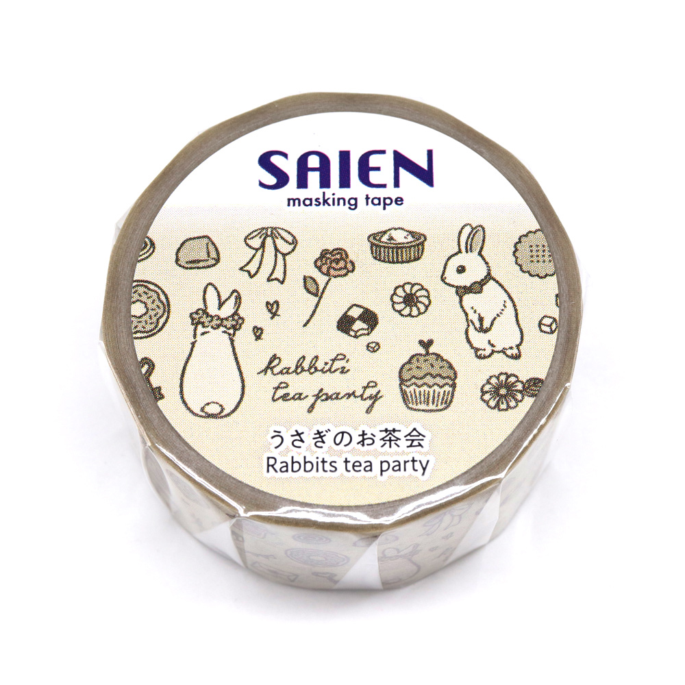 【新登場！安心の日本製！SAIEN 和紙 マスキングテープ オリジナルシリーズ！】うさぎのお茶会