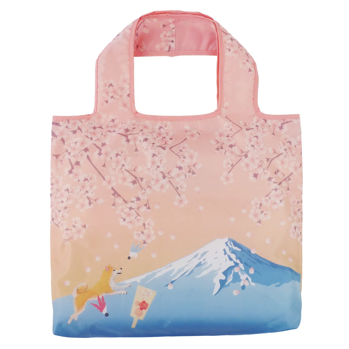【新登場！日本をイメージした可愛い和柄のかばん！おもてなしはっ水エコバッグ】桜富士に柴犬