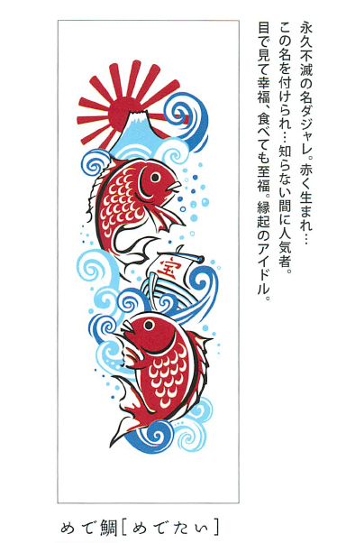 【ご紹介します！安心の日本製！日本を象徴する縁起モチーフがカラフルな手ぬぐい！】縁起手拭　めで鯛