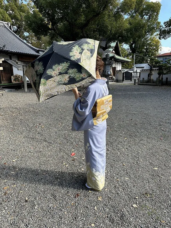 【新登場！日本製！和柄の傘！元大関KONISHIKIセレクト SUM●＋】松葉 着物柄 晴雨兼用傘