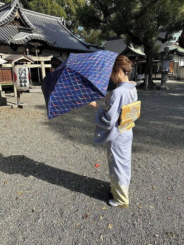 【新登場！日本製！和柄の傘！元大関KONISHIKIセレクト SUM●＋】菱繋ぎ 着物柄 晴雨兼用傘