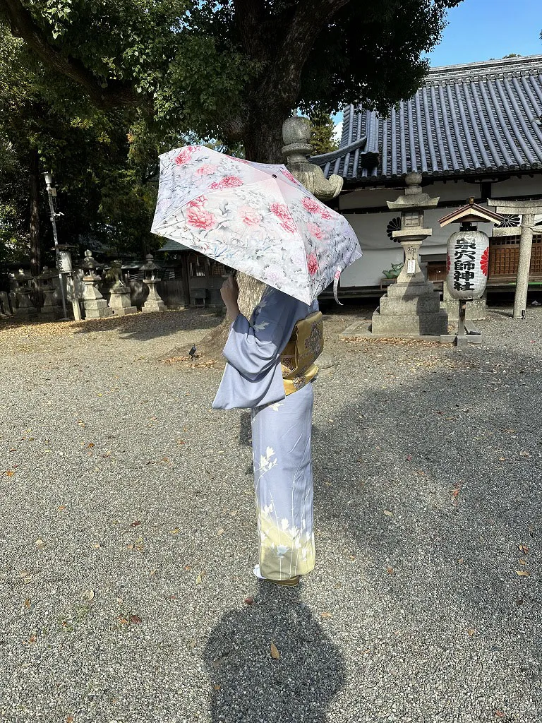 【新登場！日本製！和柄の傘！元大関KONISHIKIセレクト SUM●＋】薄紅牡丹 着物柄 晴雨兼用傘
