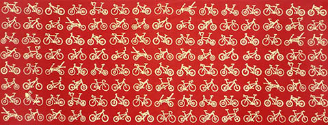 【ご紹介します！安心の日本製！江戸の粋！梨園染 注染手拭い】自転車(赤)