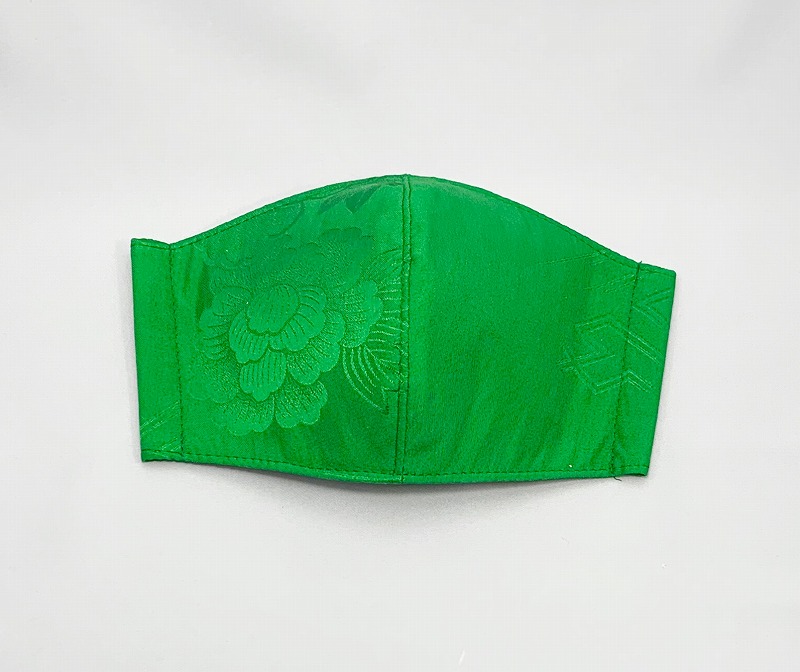 【ご紹介します！安心の日本製！正絹100％×日本の伝統美！】京染マスク M 常磐緑