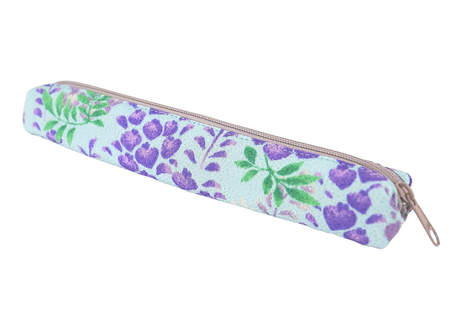【新登場！日本製！和KOMONO 小紋工房　お洒落な文具！スリムペンケース】藤の花　水色