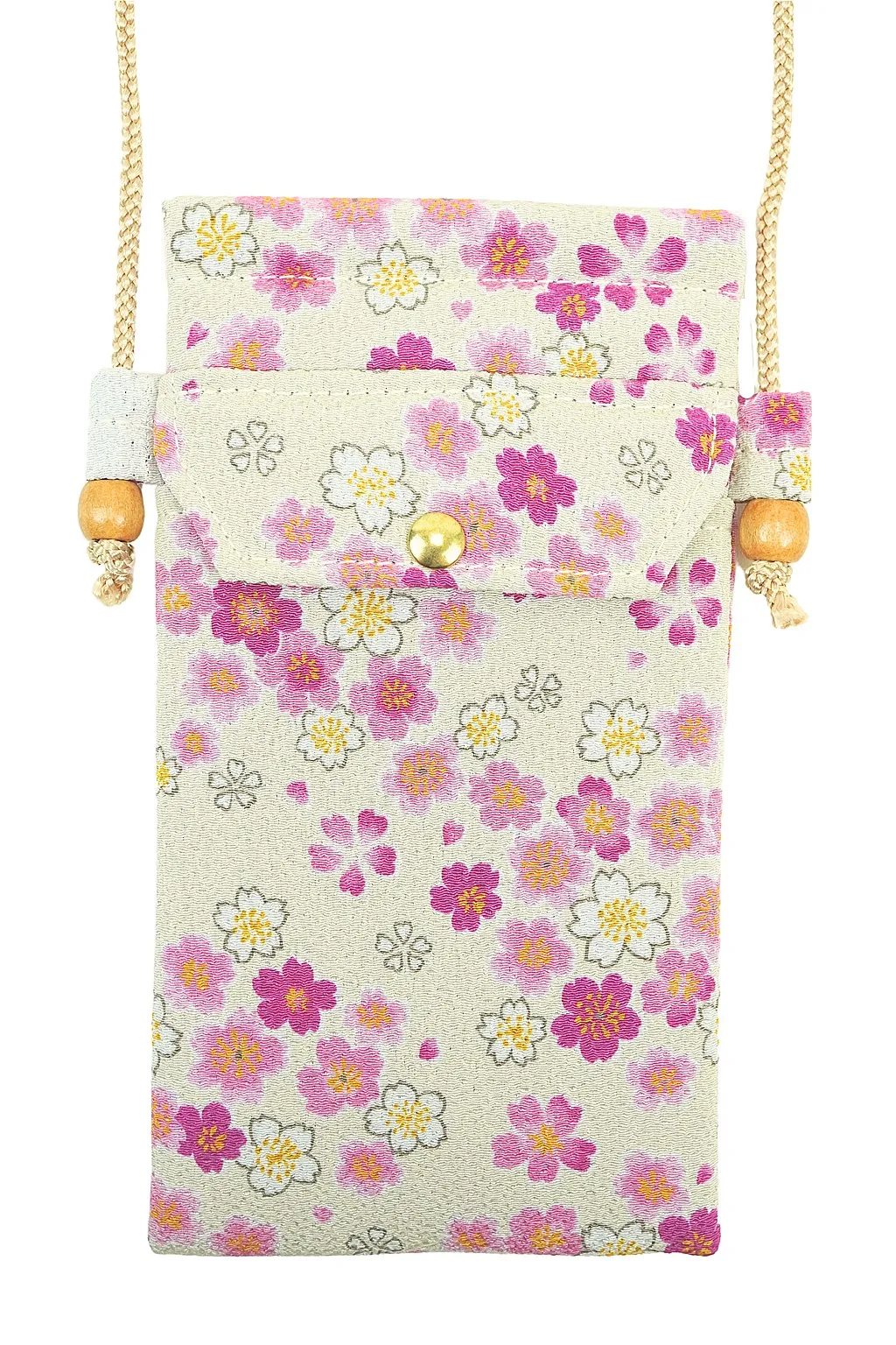 【新登場！和KOMONO 小紋工房　お洒落！ポシェットスマホショルダー】手毬桜　アイボリー