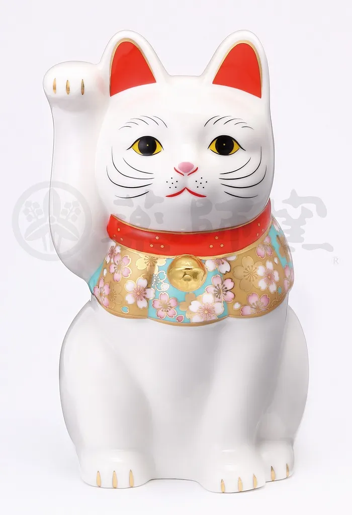 【新発売！やきものの街、瀬戸市発祥のブランド！薬師窯！】桜づくし招き猫(白･大)