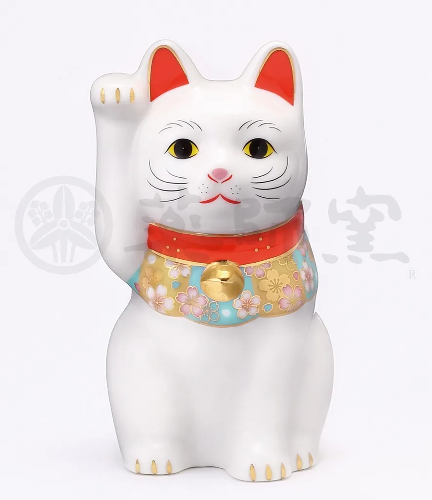 【新発売！やきものの街、瀬戸市発祥のブランド！薬師窯！】桜づくし招き猫(白･小)