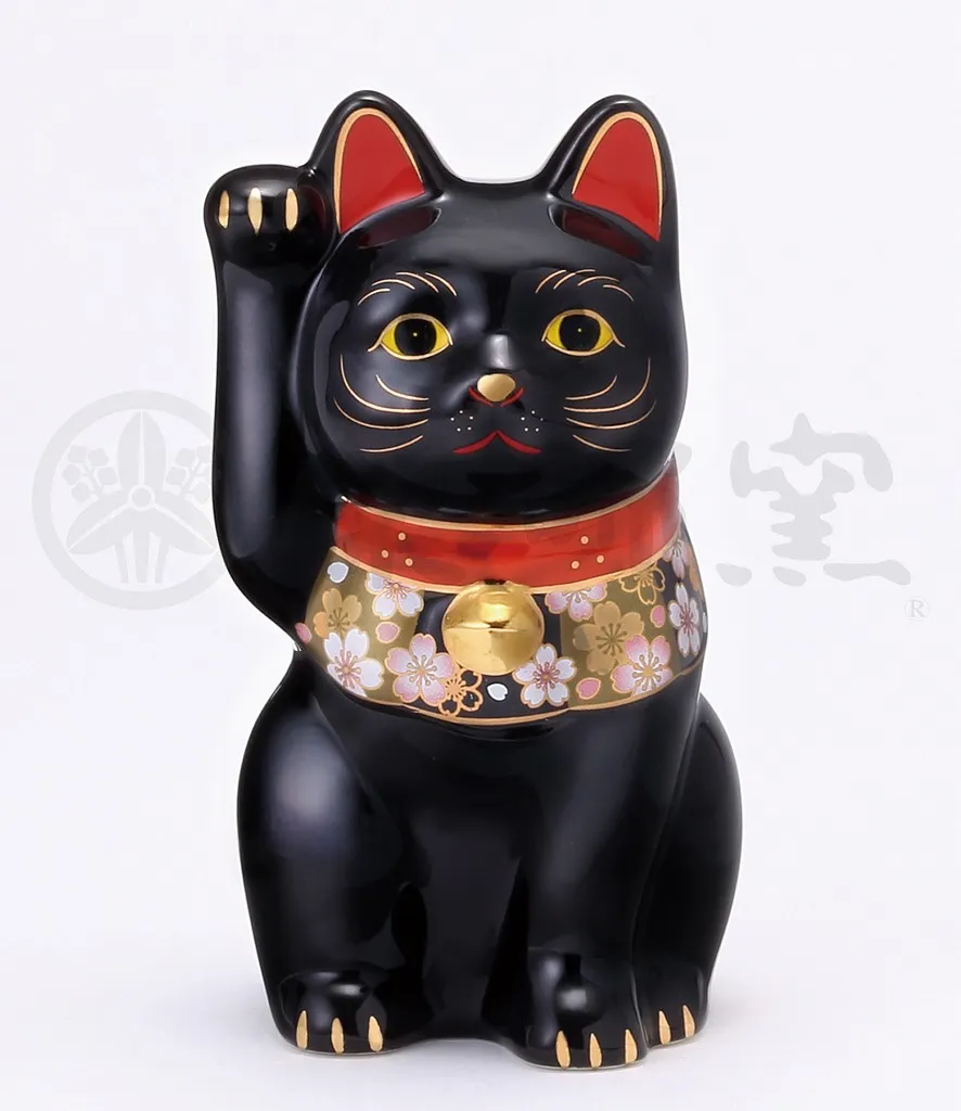【新発売！やきものの街、瀬戸市発祥のブランド！薬師窯！】桜づくし招き猫(黒･小)