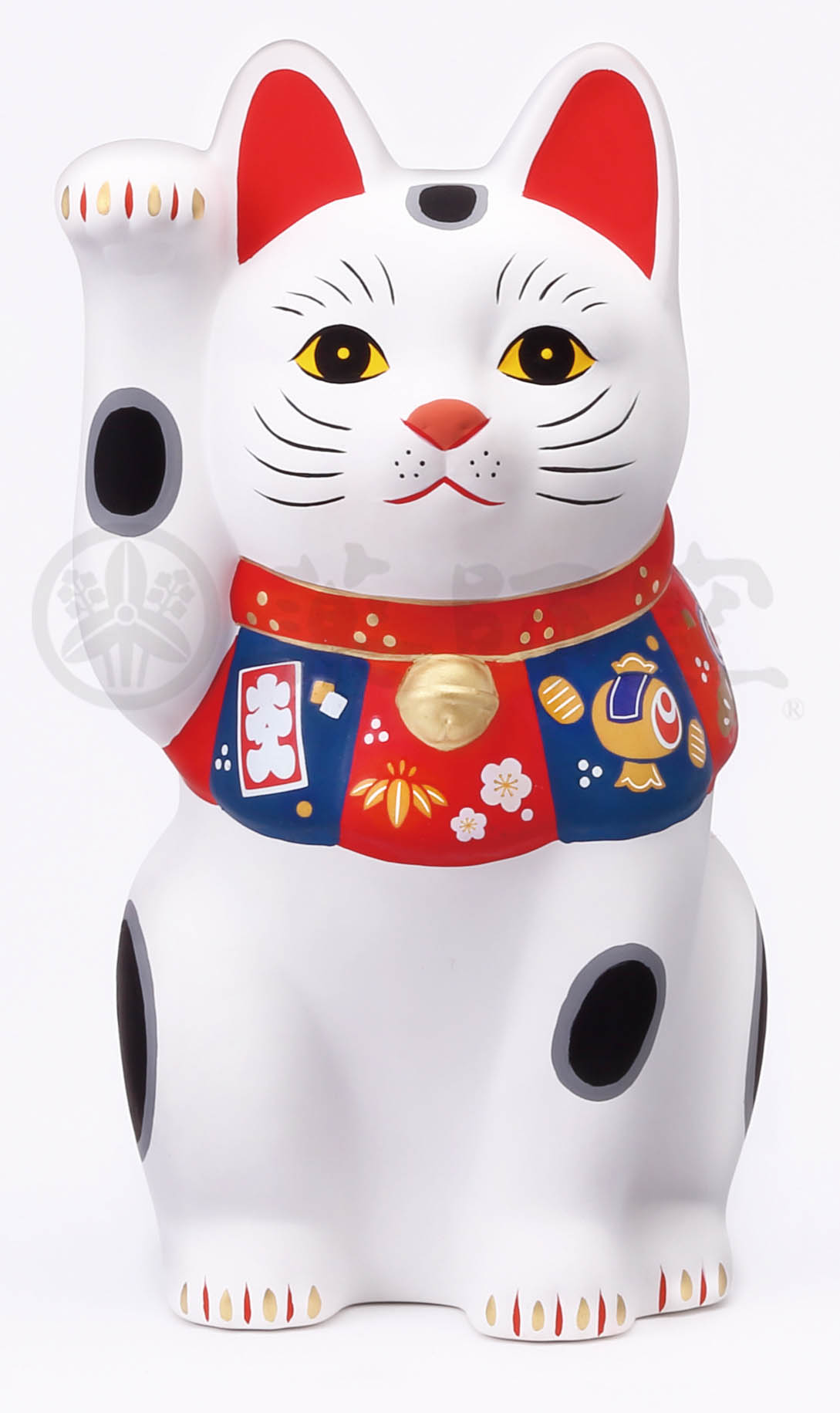 【ご紹介します！日本製！やきものの街、瀬戸市発祥のブランド！薬師窯！】福づくし招き猫(白・大)