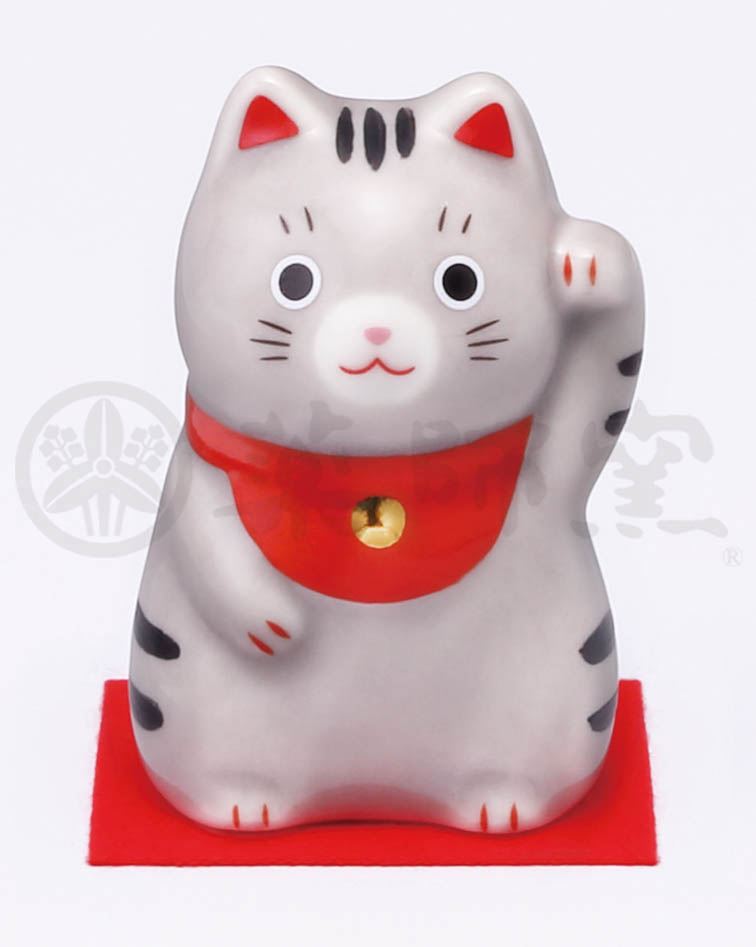【ご紹介します！日本製！やきものの街、瀬戸市発祥のブランド！薬師窯！】福おいで招き猫(さばとら・小)