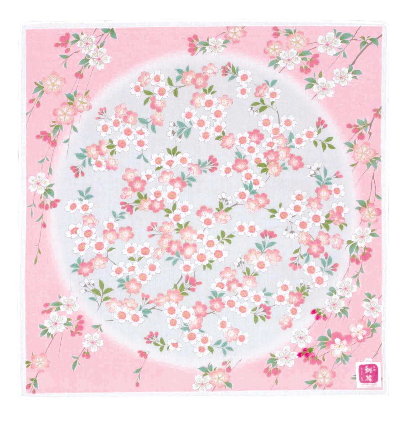 【ご紹介します！安心の日本製！友禅刺繍 刺繍ハンカチ】夢見桜　ピンク