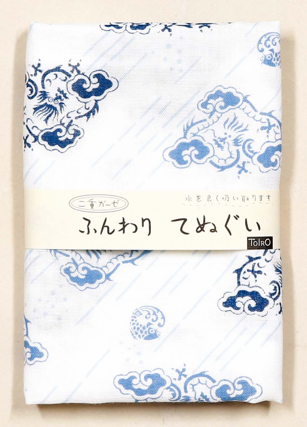 【ご紹介します！安心の日本製！二重ガーゼ　ふんわり手拭い】登龍門　ブルー
