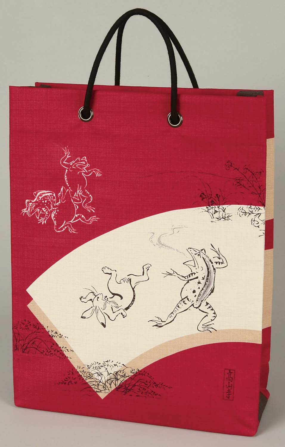 【ご紹介します！安心の日本製！高山寺公認 国宝 鳥獣人物戯画シリーズ】ショッピングバッグ　アカ