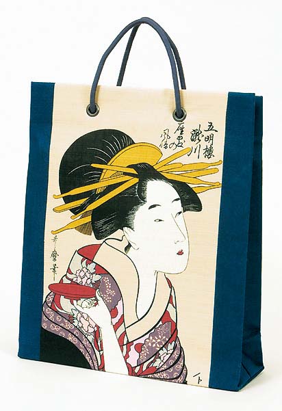 【ご紹介します！安心の日本製！海外土産好適品！京彩 ショッピングバッグ】浮世絵一人　コン
