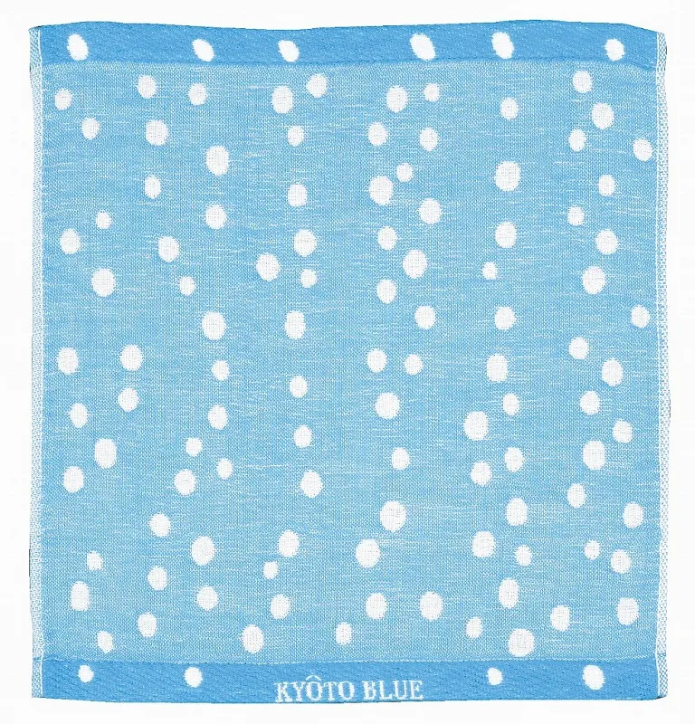 【新登場！安心の日本製！青色が美しい！KYOTO BLUE！無撚糸六重ガーゼタオルハンカチ】水玉