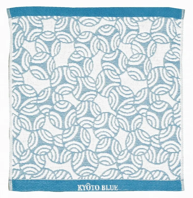 【新登場！安心の日本製！青色が美しい！KYOTO BLUE！無撚糸六重ガーゼタオルハンカチ】つぼつぼ