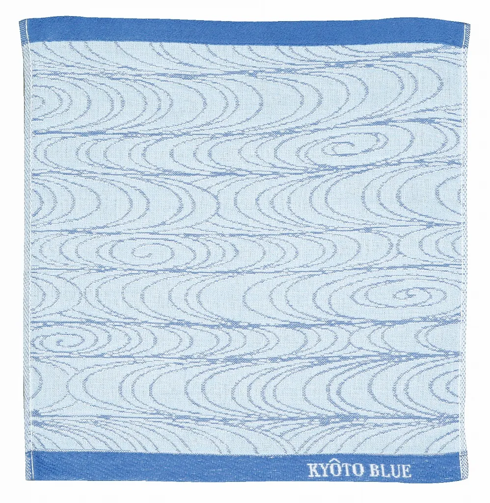 【新登場！安心の日本製！青色が美しい！KYOTO BLUE！無撚糸六重ガーゼタオルハンカチ】流水
