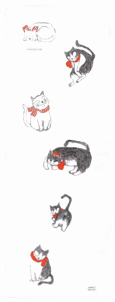 【新登場！安心の日本製！『FUKUNEKO』シリーズ！二重ガーゼ手拭い】かぎしっぽねこ