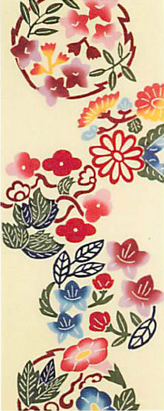 【沖縄伝統工芸】紅型作家デザインの注染手ぬぐい 花丸紋