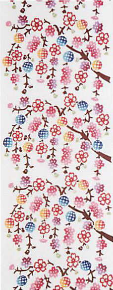 【沖縄伝統工芸】紅型作家デザインの注染手ぬぐい 枝垂れ桜