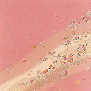 【着物をまとっているような和柄が人気！正絹さざ波ちりめん友仙ふろしき】桜に流水（ローズ）