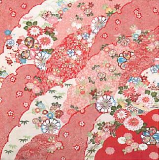 【大正浪漫を思わせる色彩と柄が人気！はいからもだん　ちりめん友仙ふろしき】雪輪重ねに菊花文様（赤）