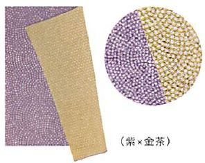 【気分やシーンに合わせて使い分け！丹後ちりめん両面ふろしき（鮫小紋×鮫小紋）】（紫×金茶）